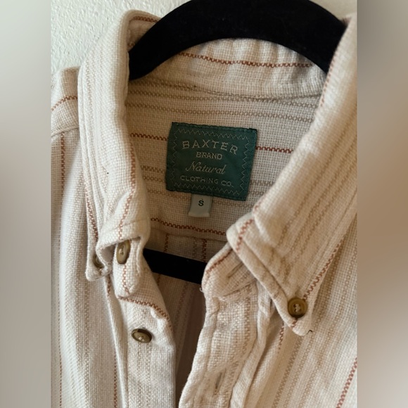 Baxter Brand Natural Clothing Co Cream Striped Button-Down Shirt | Size S - Picture 2 of 5